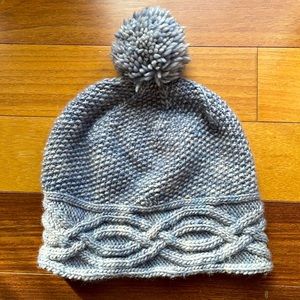 Handknit Merino Wool Cableknit Hat with Pom Pom, Malabrigo Worsted